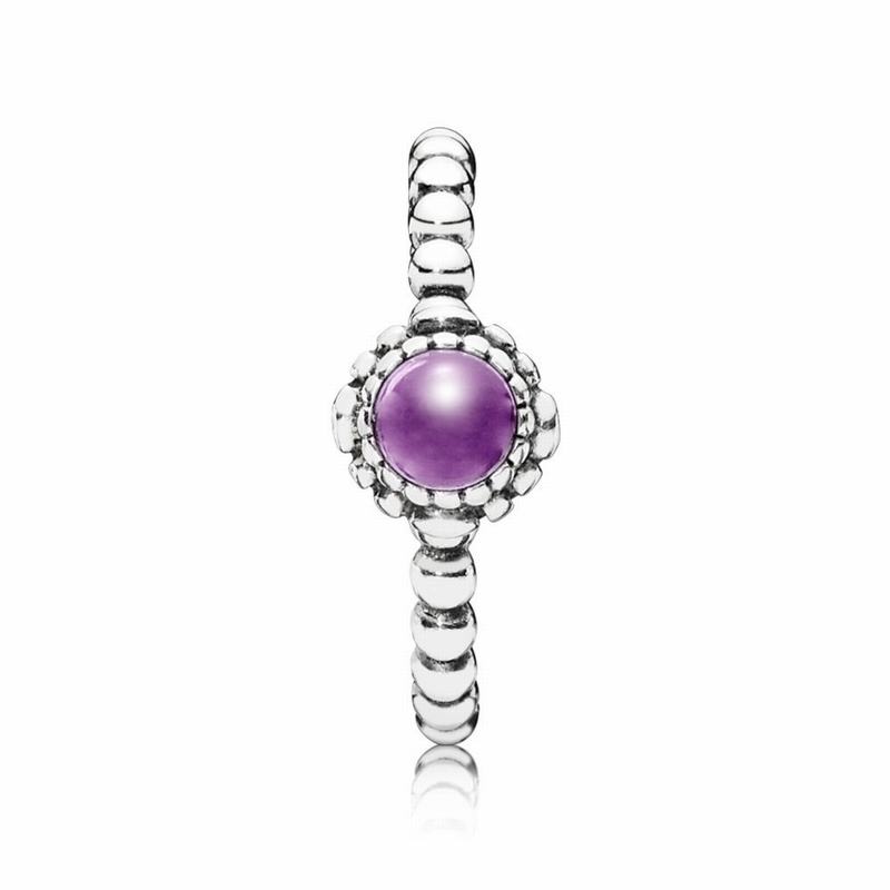 Anillos Apilables Pandora Birthday Blooms February Argint/Violet (sqGuvlAh)